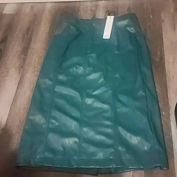 NSR FAUX GREEN LEATHER PENCIL SKIRT SIZE M - Picture 3 of 3